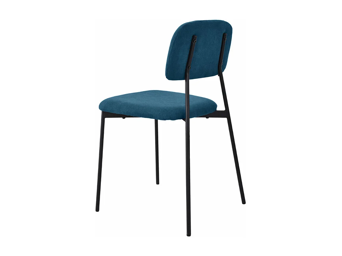 Lot de 2 chaises tissu bleu canard et pieds métal noir – DELILAH