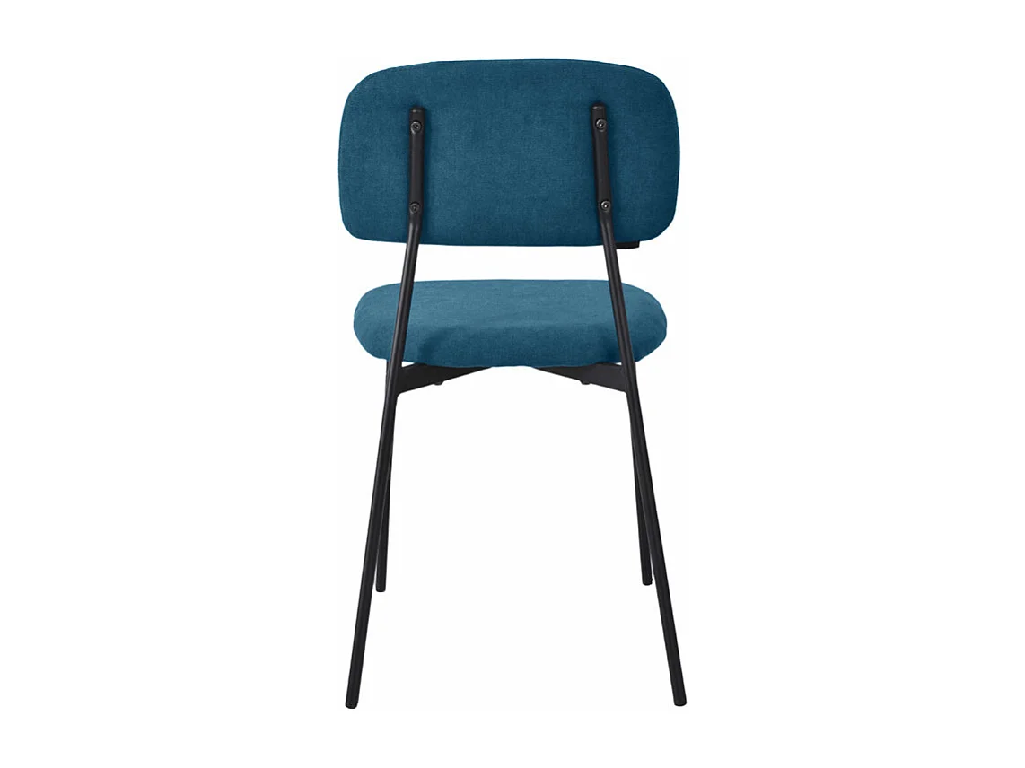 Lot de 2 chaises tissu bleu canard et pieds métal noir – DELILAH