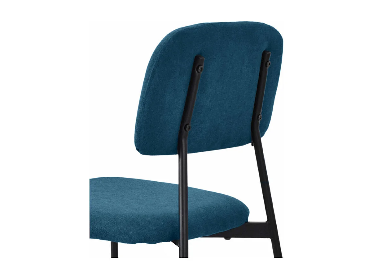 Lot de 2 chaises tissu bleu canard et pieds métal noir – DELILAH
