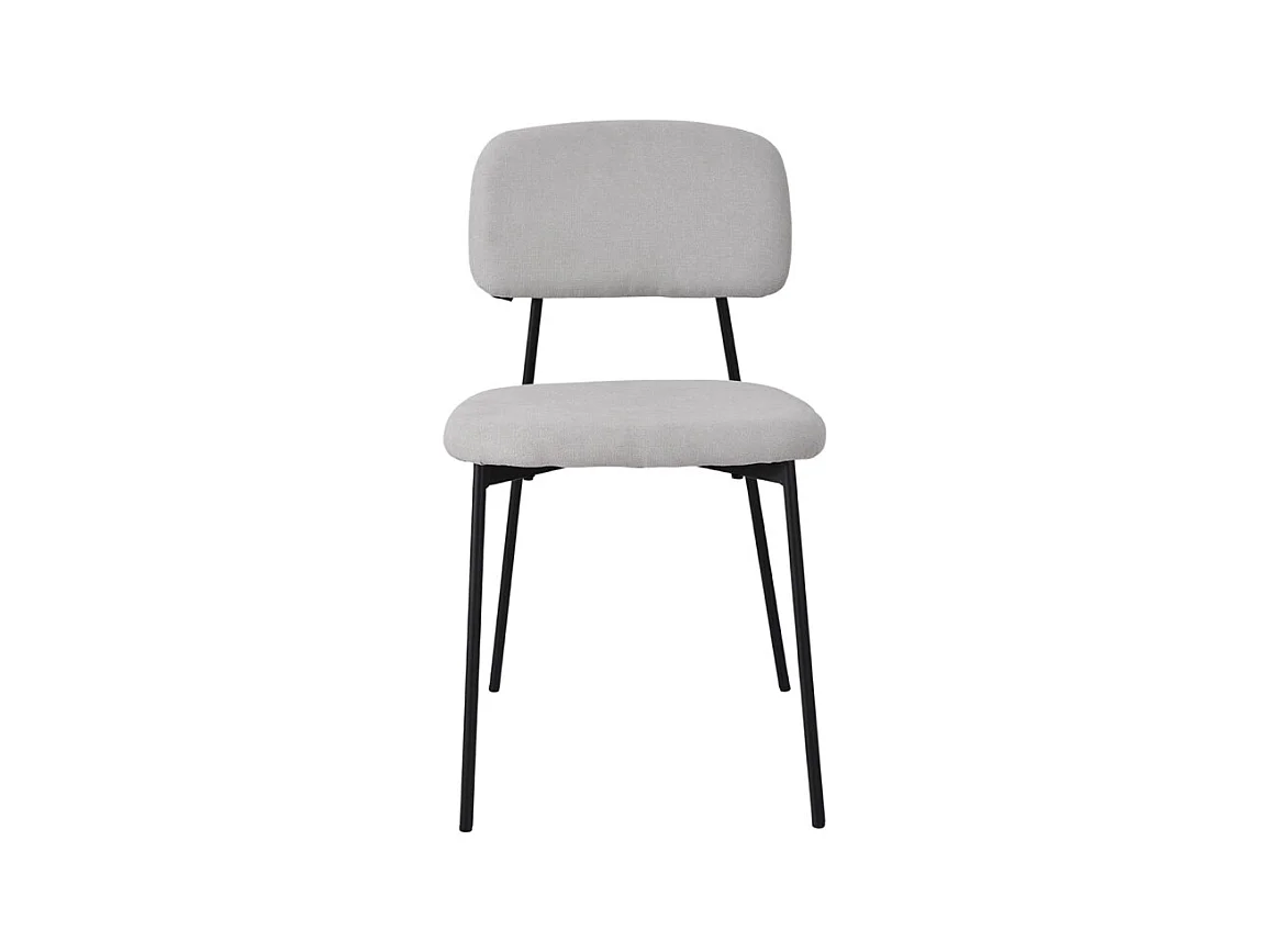 Lot de 2 chaises tissu gris clair et pieds métal noir – DELILAH