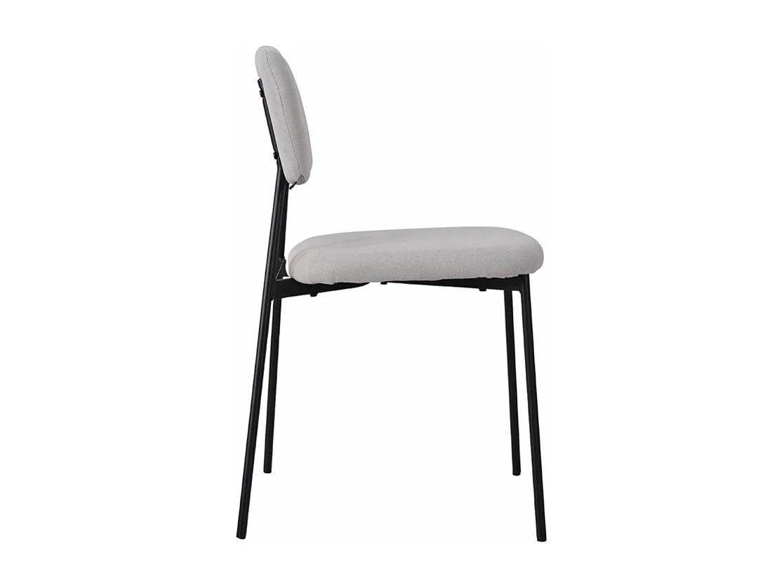 Lot de 2 chaises tissu gris clair et pieds métal noir – DELILAH