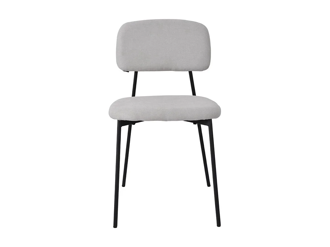 Lot de 2 chaises tissu gris clair et pieds métal noir – DELILAH