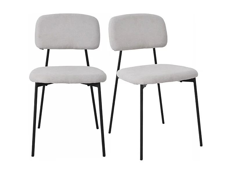 Lot de 2 chaises tissu gris clair et pieds métal noir – DELILAH