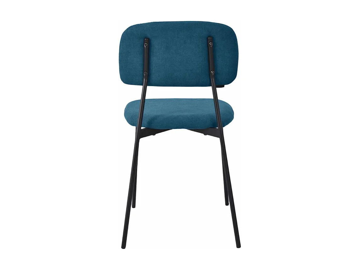 Lot de 4 chaises tissu bleu canard et pieds métal noir – DELILAH