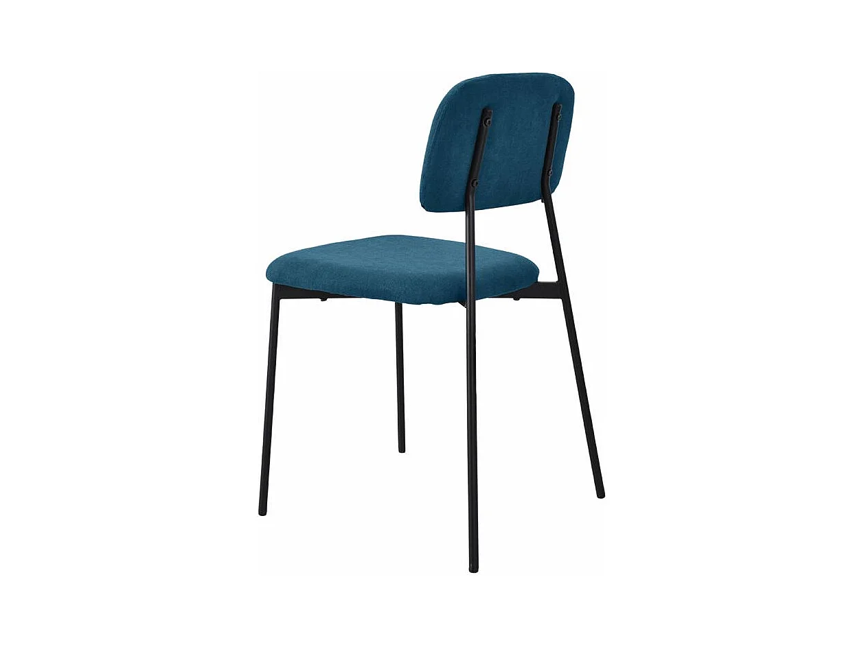 Lot de 4 chaises tissu bleu canard et pieds métal noir – DELILAH