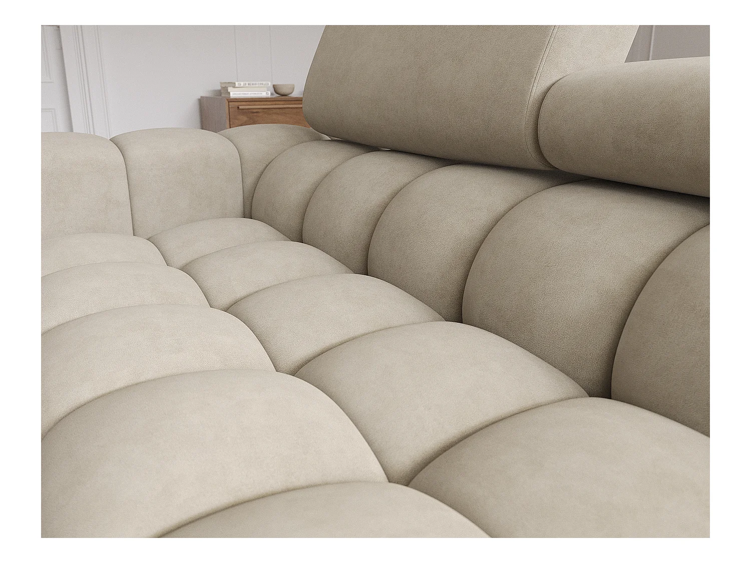 Canapé d'angle Roman R/revêtement tissu/beige