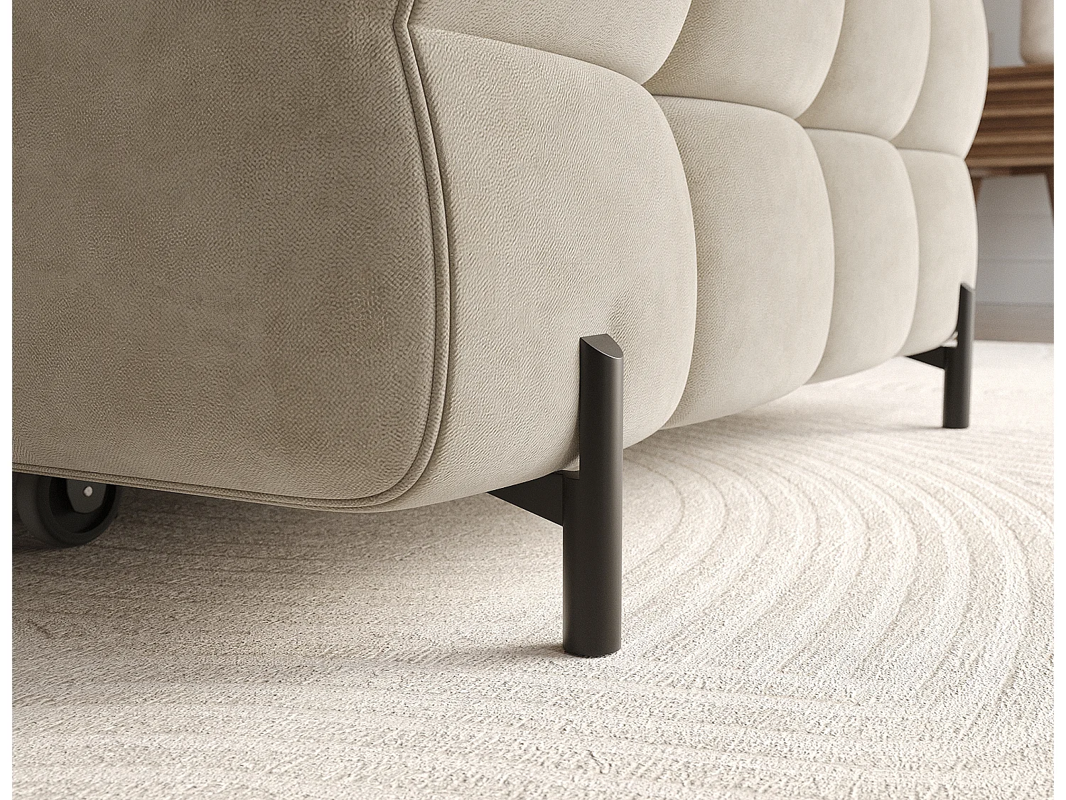 Divano d'angolo Roman R/rivestimento in tessuto/beige