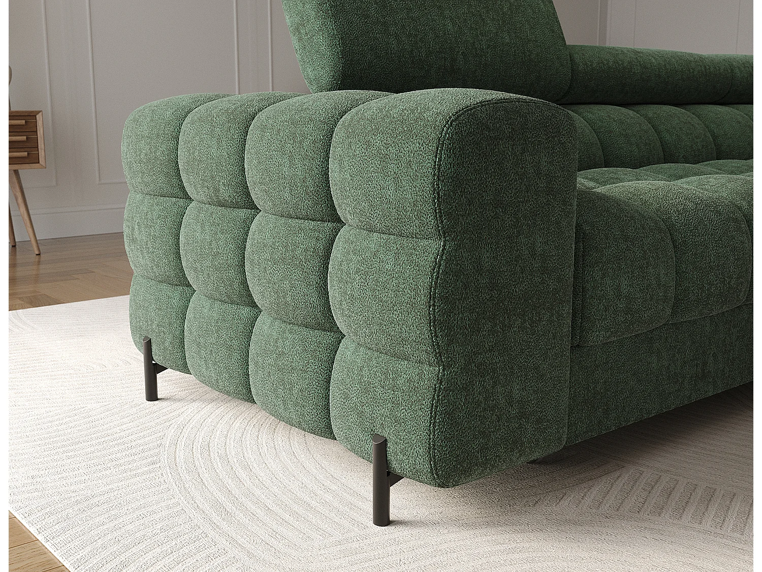 Canapé d'angle Roman R/revêtement tissu-Bouclé/Vert