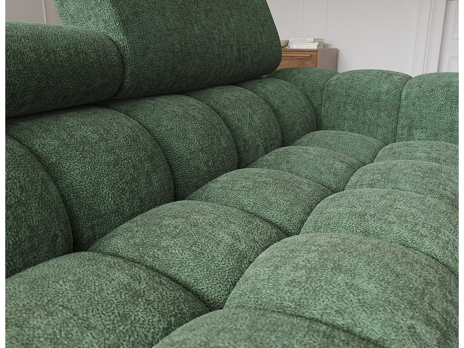 Canapé d'angle Roman R/revêtement tissu-Bouclé/Vert