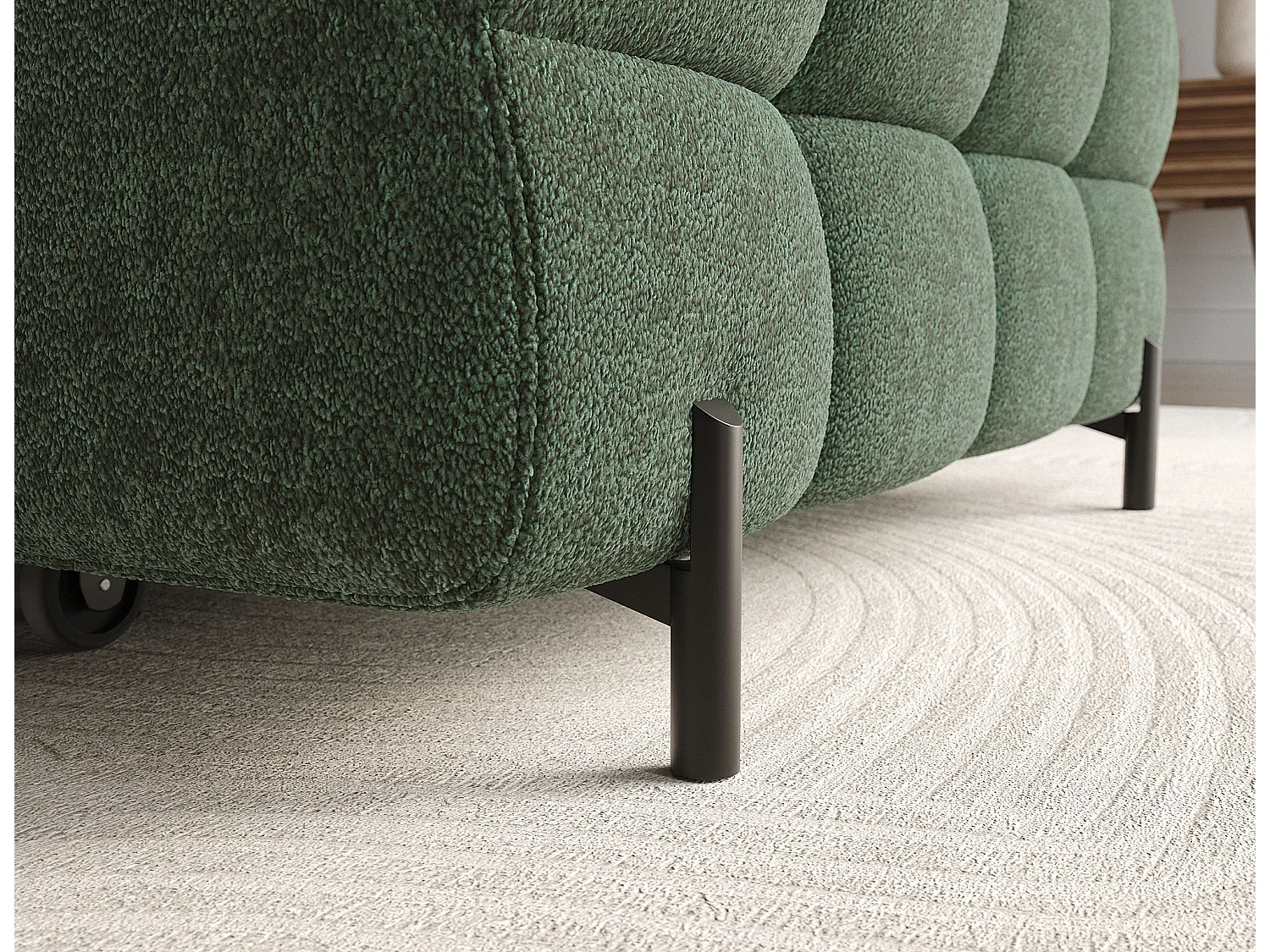 Canapé d'angle Roman R/revêtement tissu-Bouclé/Vert