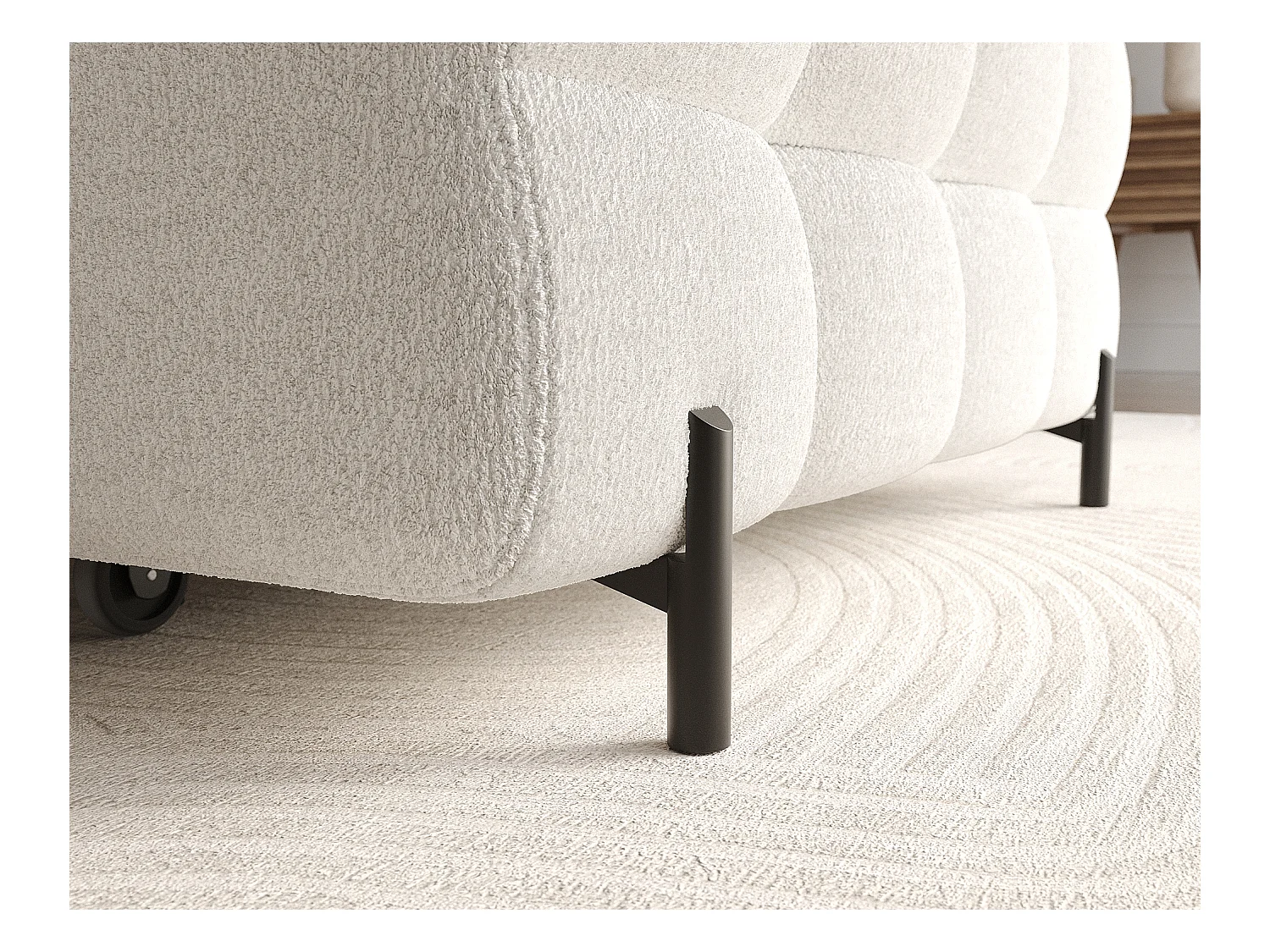 Canapé d'angle Roman R/revêtement tissu-Bouclé/Blanc