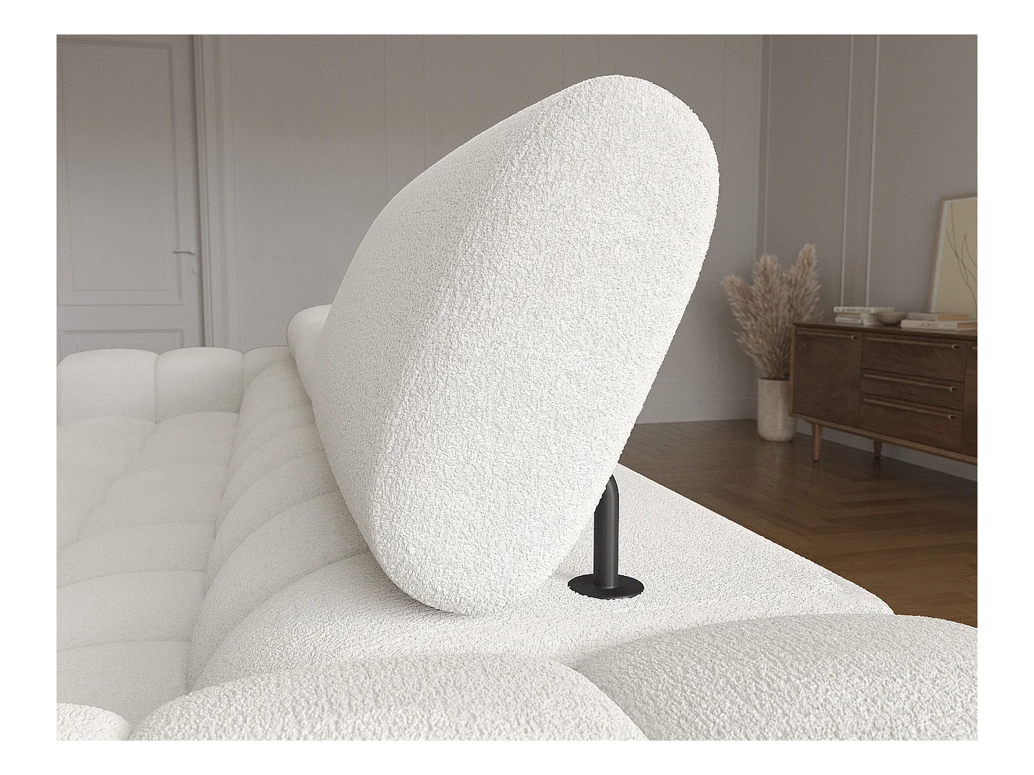 Canapé d'angle Roman R/revêtement tissu-Bouclé/Blanc