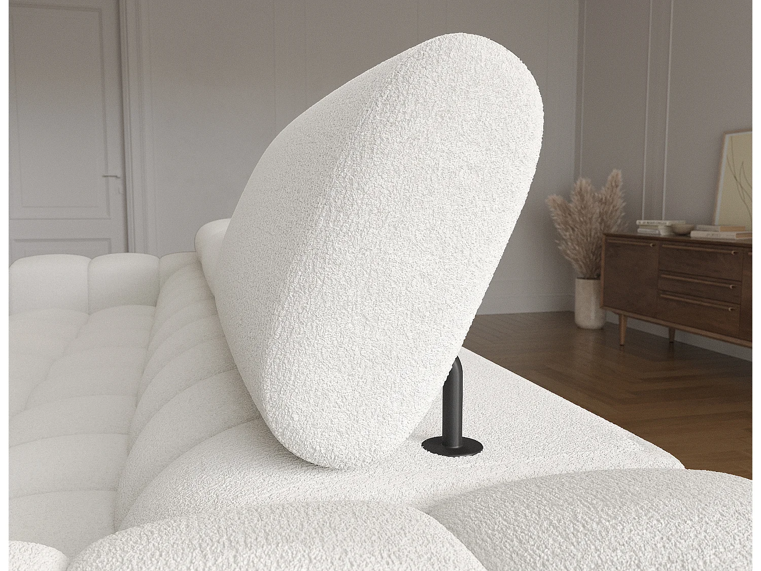 Canapé d'angle Roman R/revêtement tissu-Bouclé/Blanc