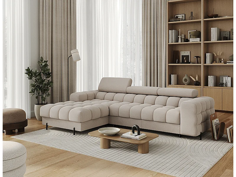 Divano d'angolo Roman L/rivestimento in tessuto/beige