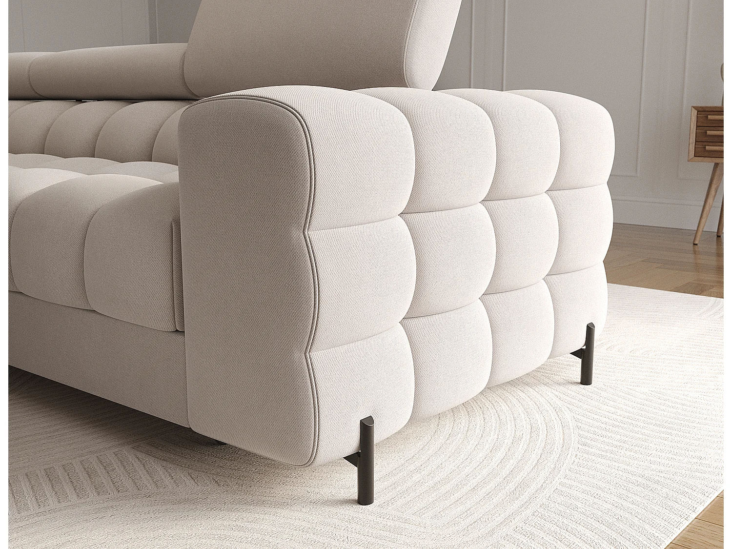 Ecksofa Roman L/Stoffbezug/Beige