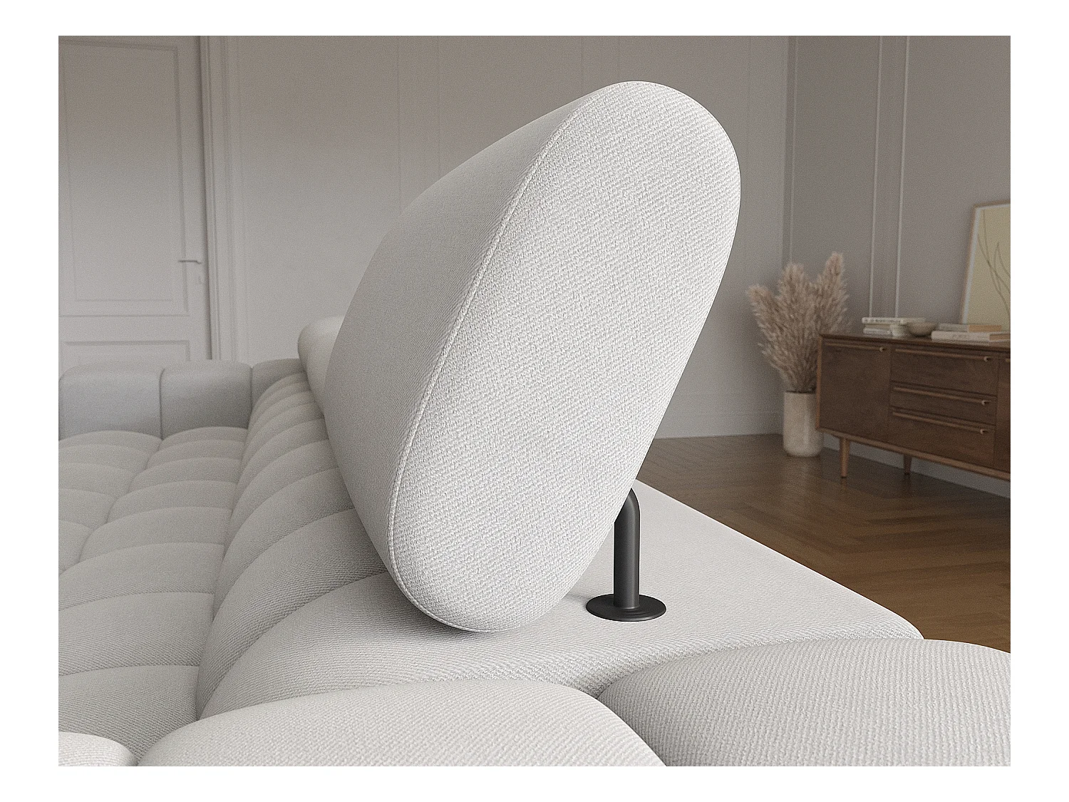 Divano d'angolo Roman R/rivestimento in tessuto/grigio