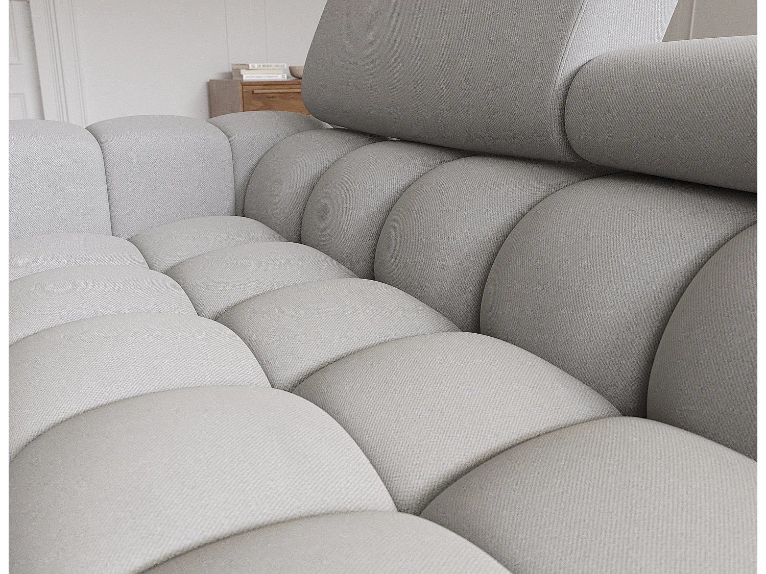 Ecksofa Roman R/Stoffbezug/Grau