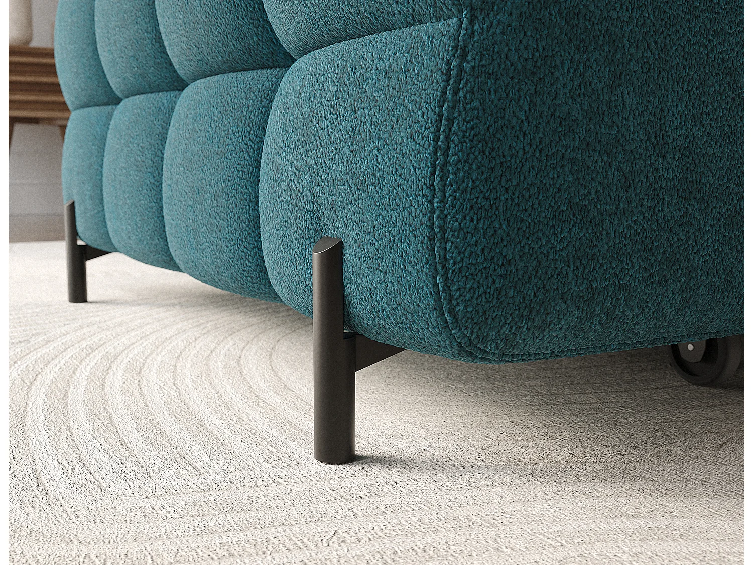 Canapé d'angle Roman R/revêtement tissu bouclé/bleu-vert