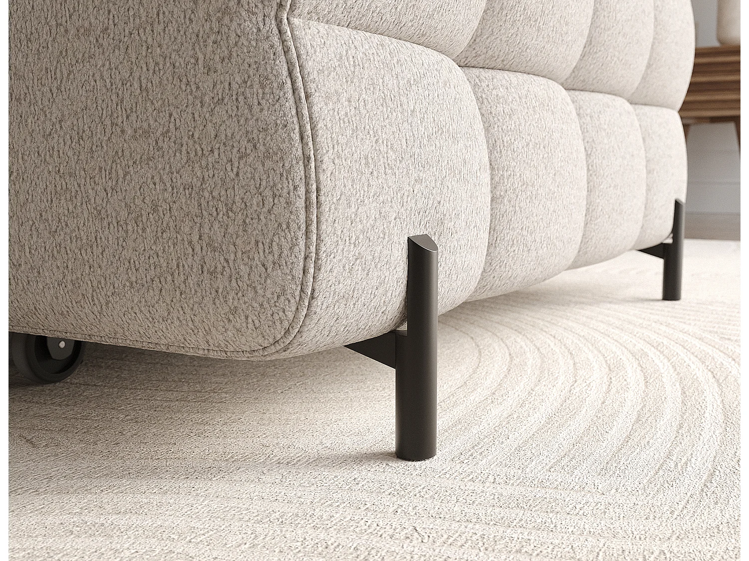 Ecksofa Roman R/Stoffbezug-Bouclé/Beige
