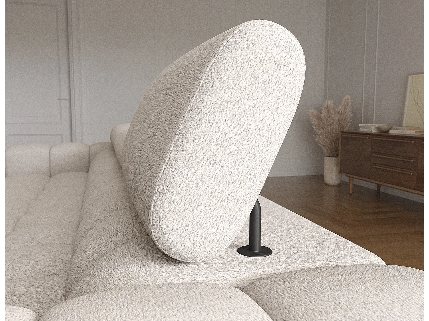 Ecksofa Roman R/Stoffbezug-Bouclé/Beige