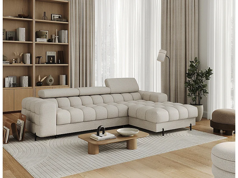 Divano d'angolo Roman R/rivestimento in tessuto-Bouclé/Beige