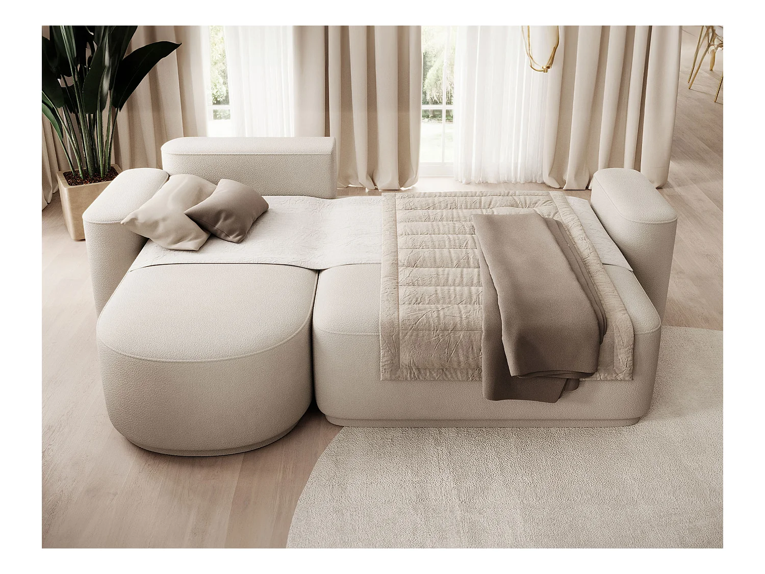 Canapé d'angle Weggis L/Tissu/Beige