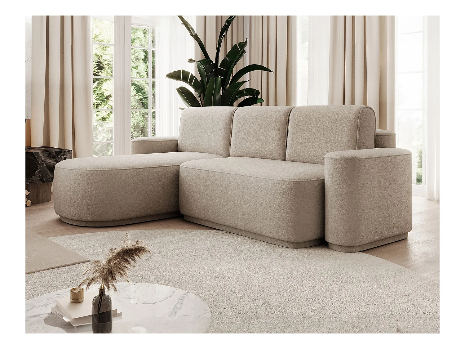 Canapé d'angle Weggis L/Tissu/Beige