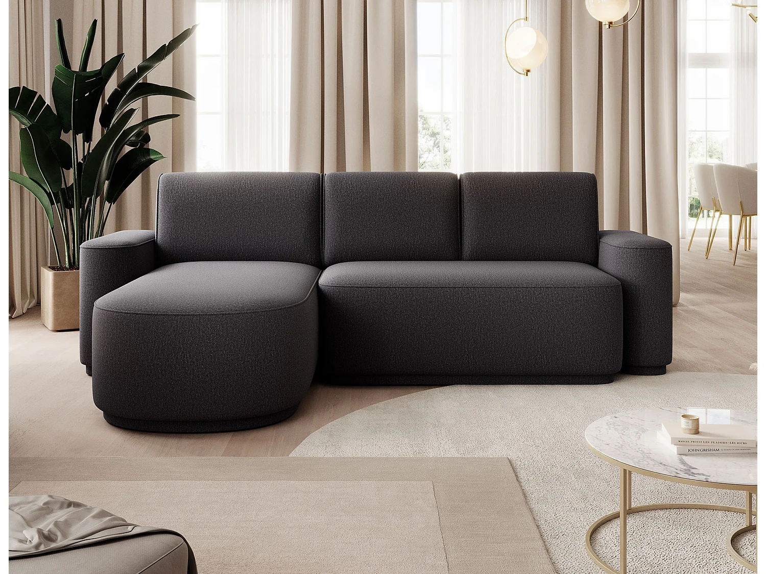 Ecksofa Weggis/Stoffbezug/Schwarz