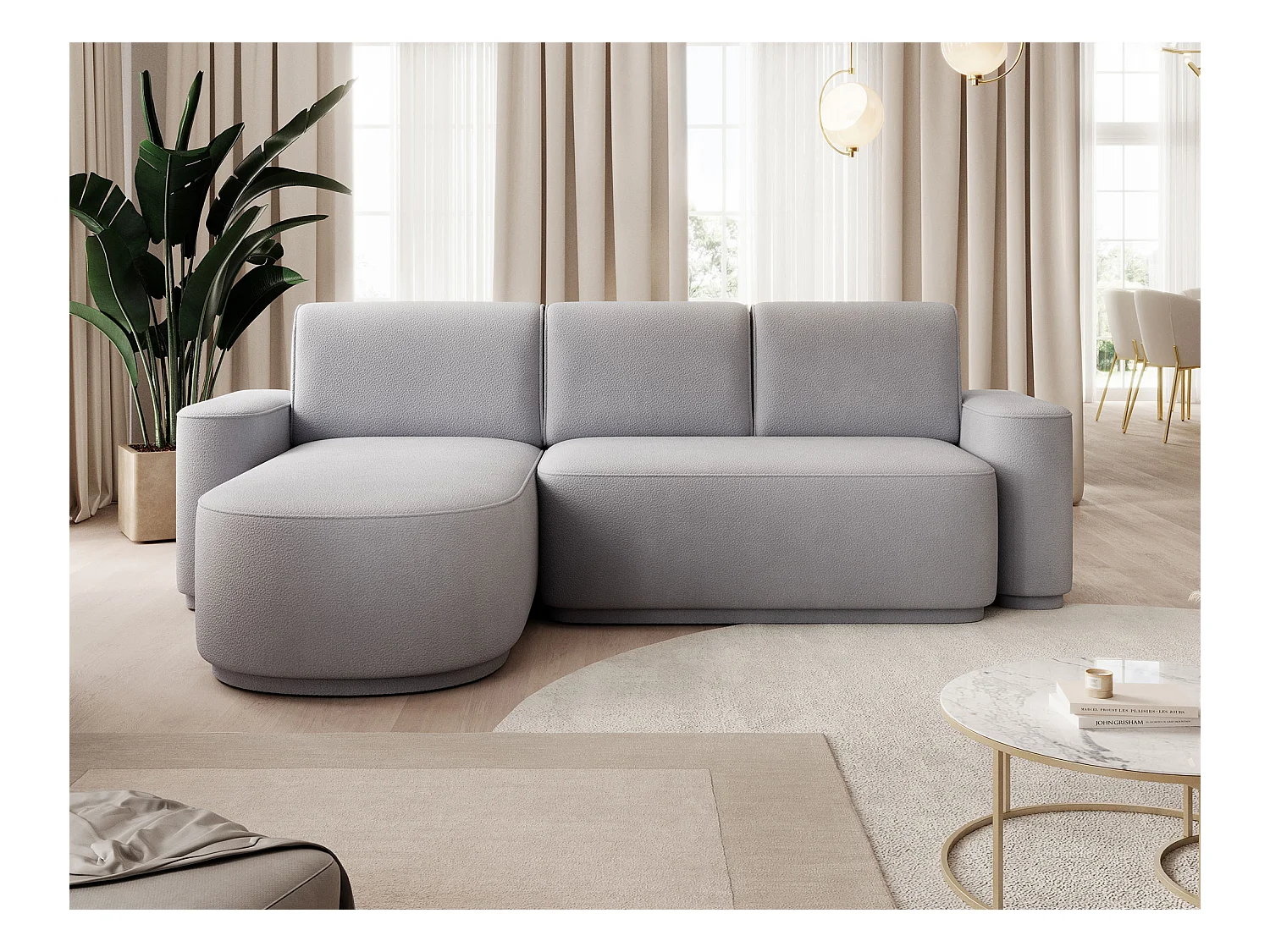 Canapé d'angle Weggis L/Tissu/Gris