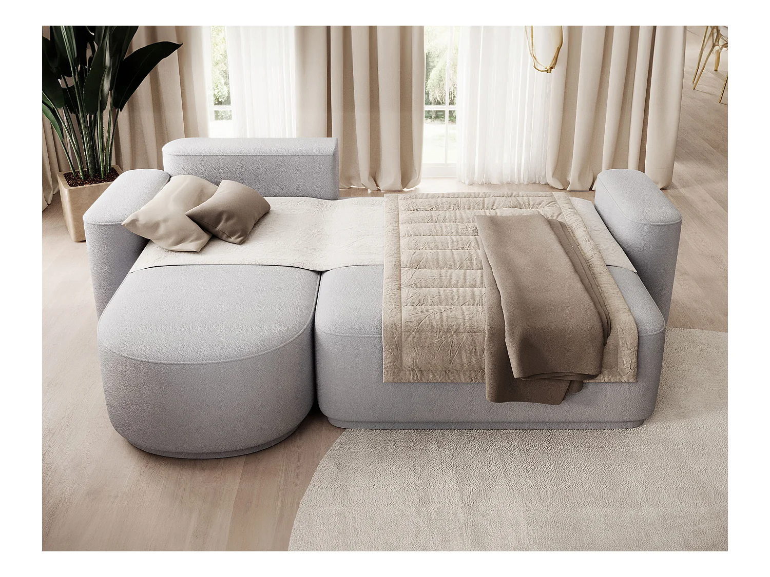 Canapé d'angle Weggis L/Tissu/Gris