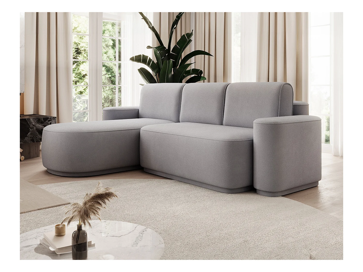 Canapé d'angle Weggis L/Tissu/Gris