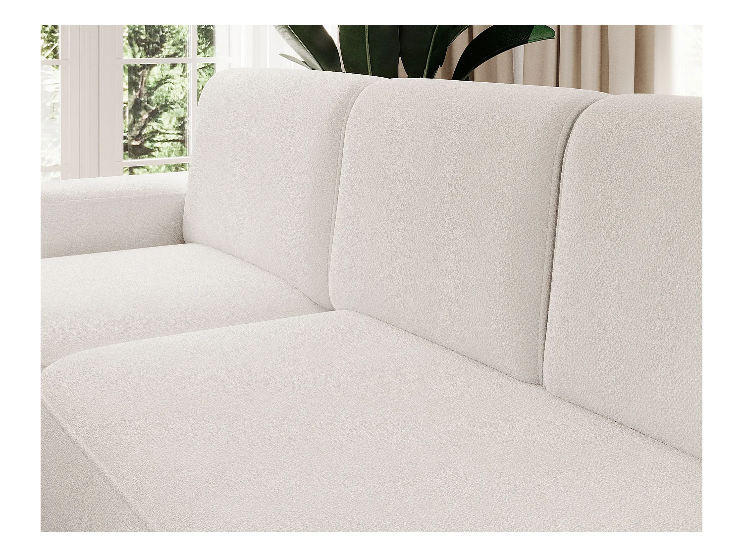 Canapé d'angle Weggis L/Tissu/Blanc