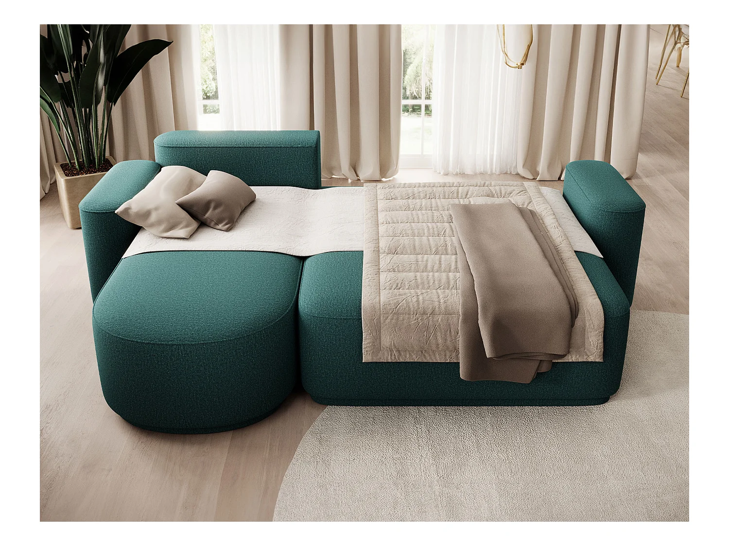 Canapé d'angle Weggis L/Tissu/Vert