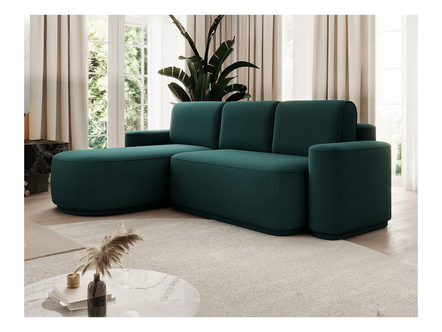 Canapé d'angle Weggis L/Tissu/Vert