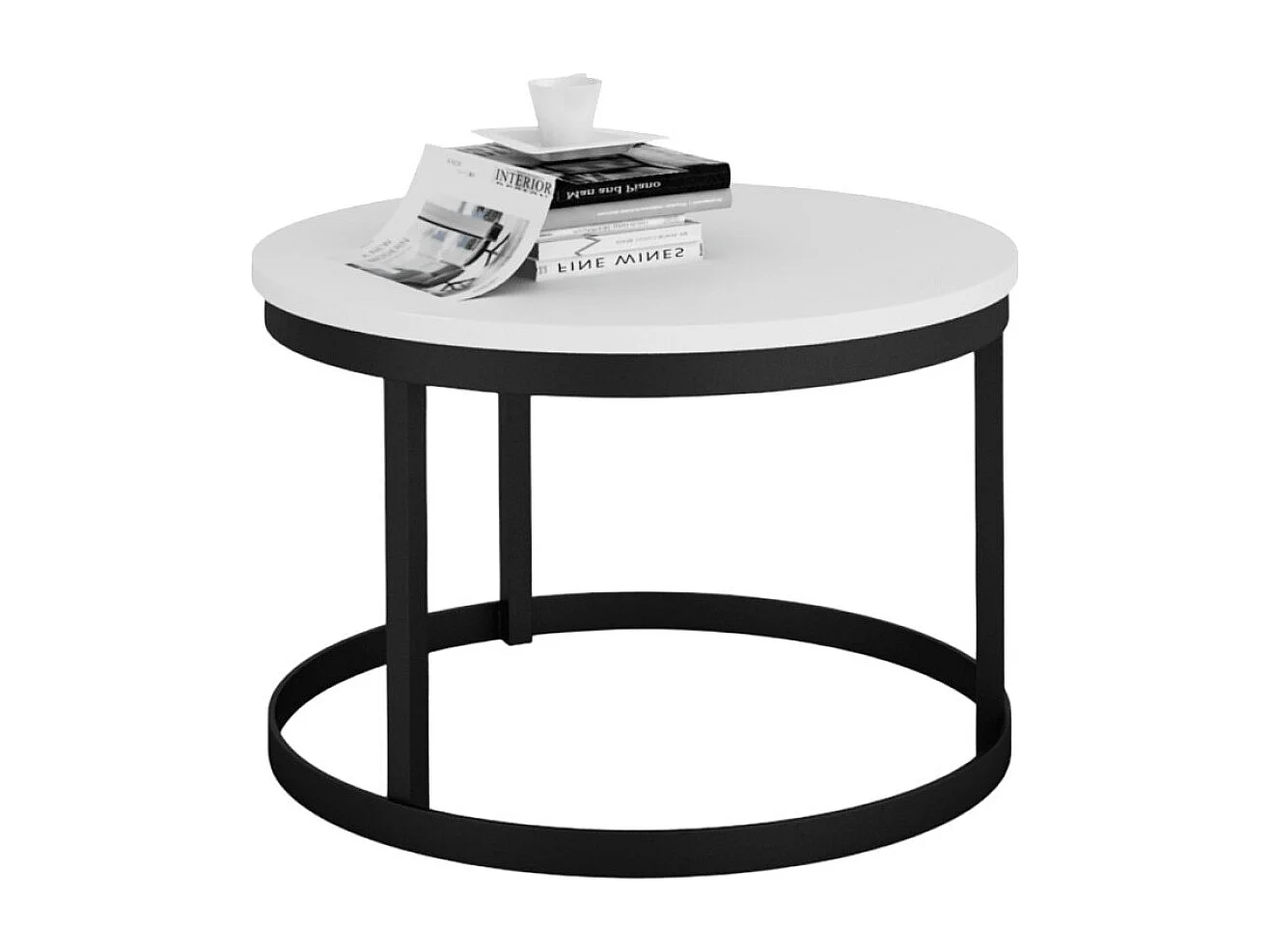 Tavolino da caffè Rini/Metallo/Compensato/bianco