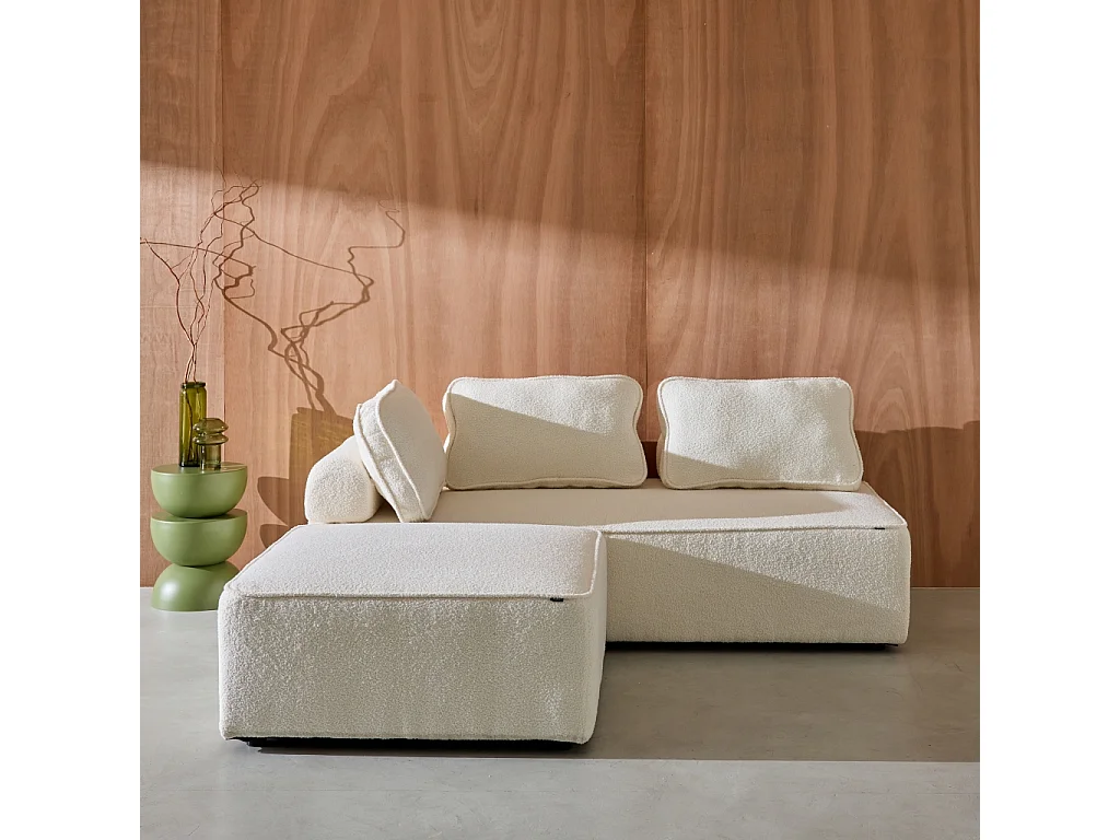 Divano modulare in bouclé, 3 posti, crema