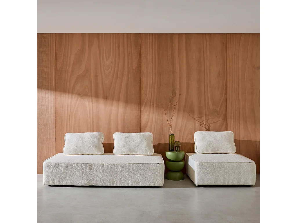 Divano modulare in bouclé, 3 posti, crema