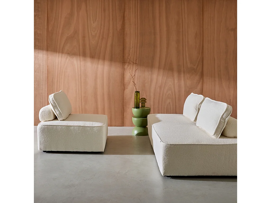 Divano modulare in bouclé, 3 posti, crema