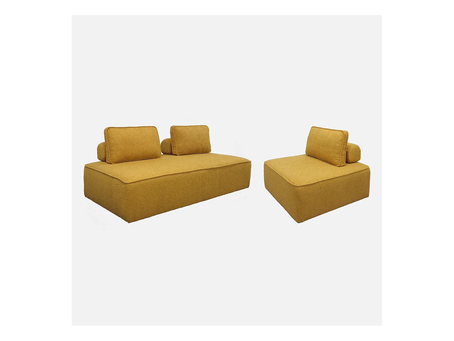 Ensemble chauffeuses pour canapé modulable 3 places bouclette moutarde - Bao