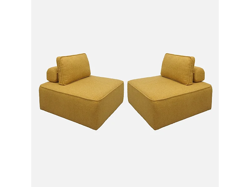 Divano modulare in bouclé, 2 posti, mostarda