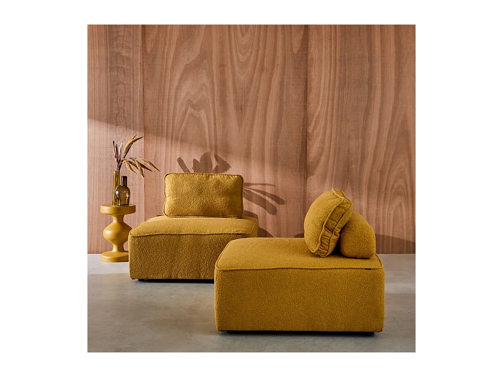 Divano modulare in bouclé, 2 posti, mostarda