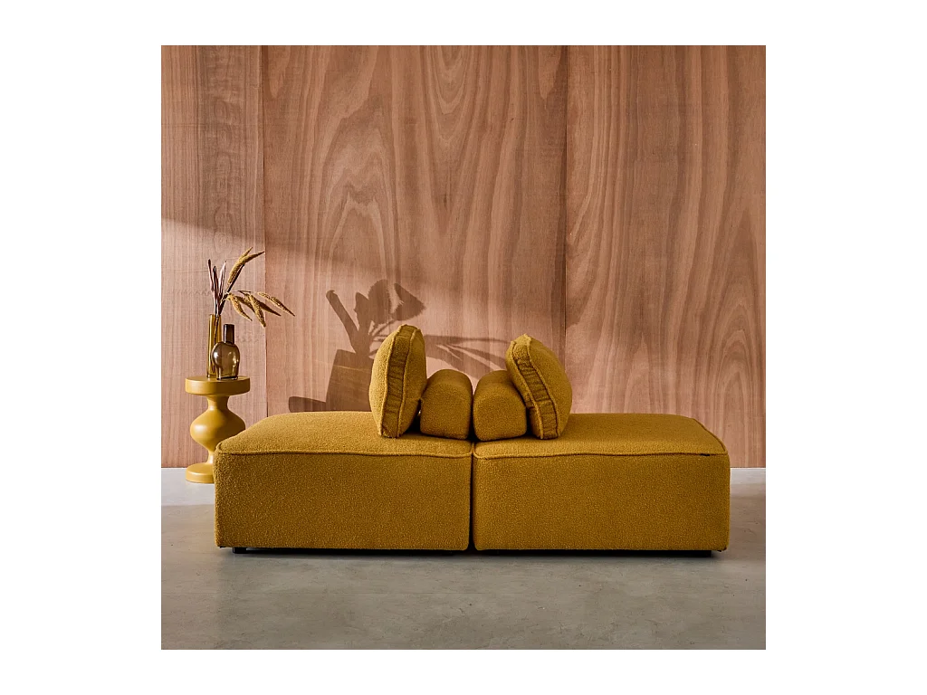 Divano modulare in bouclé, 2 posti, mostarda