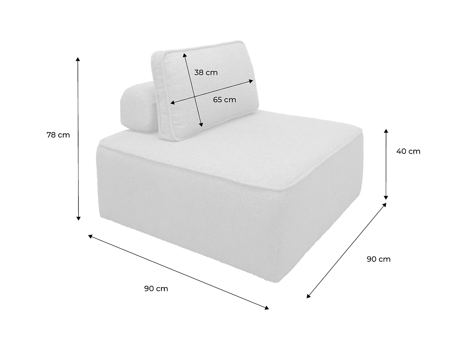 Divano modulare in bouclé, 2 posti, mostarda
