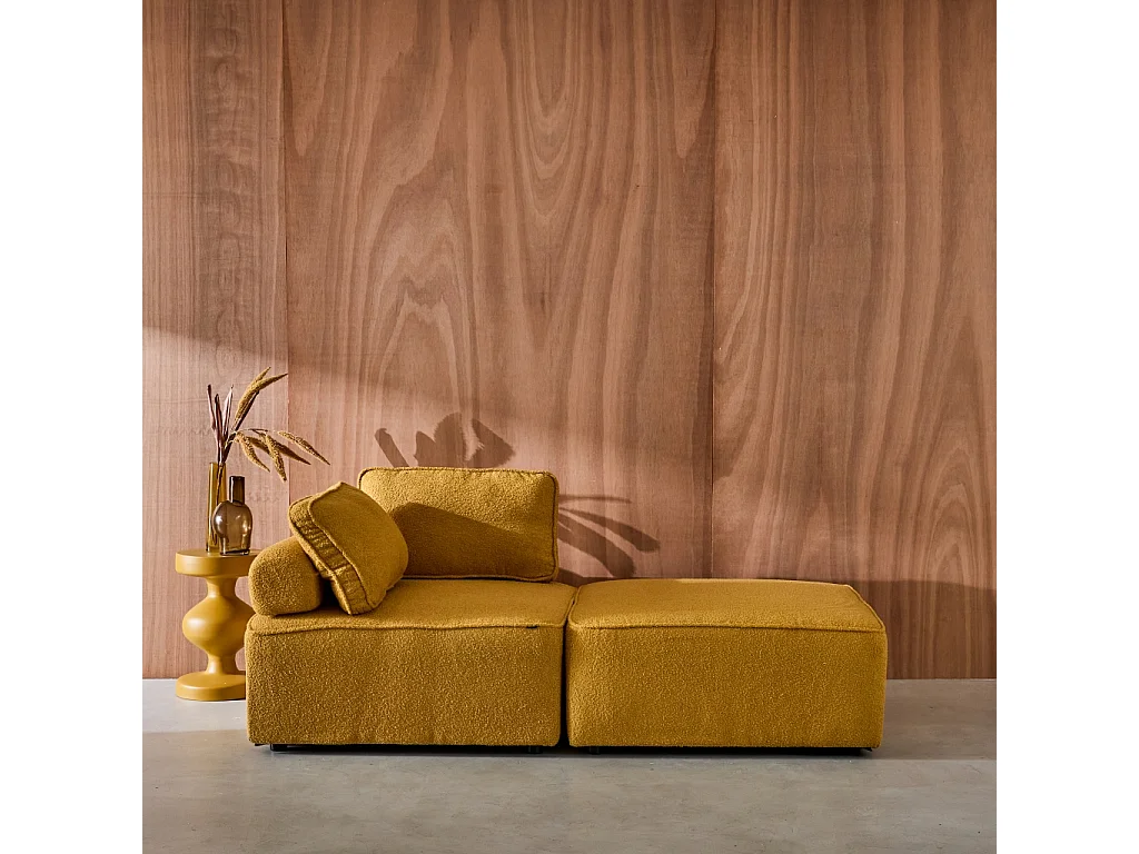Divano modulare in bouclé, 2 posti, mostarda