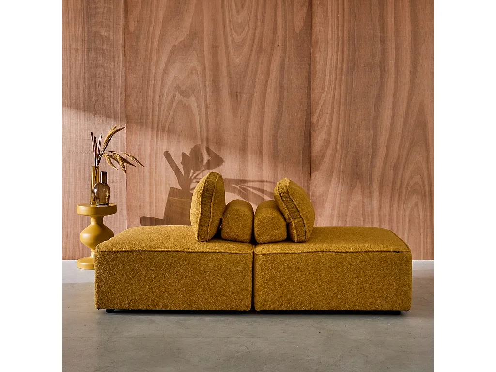 Divano modulare in bouclé, 2 posti, mostarda
