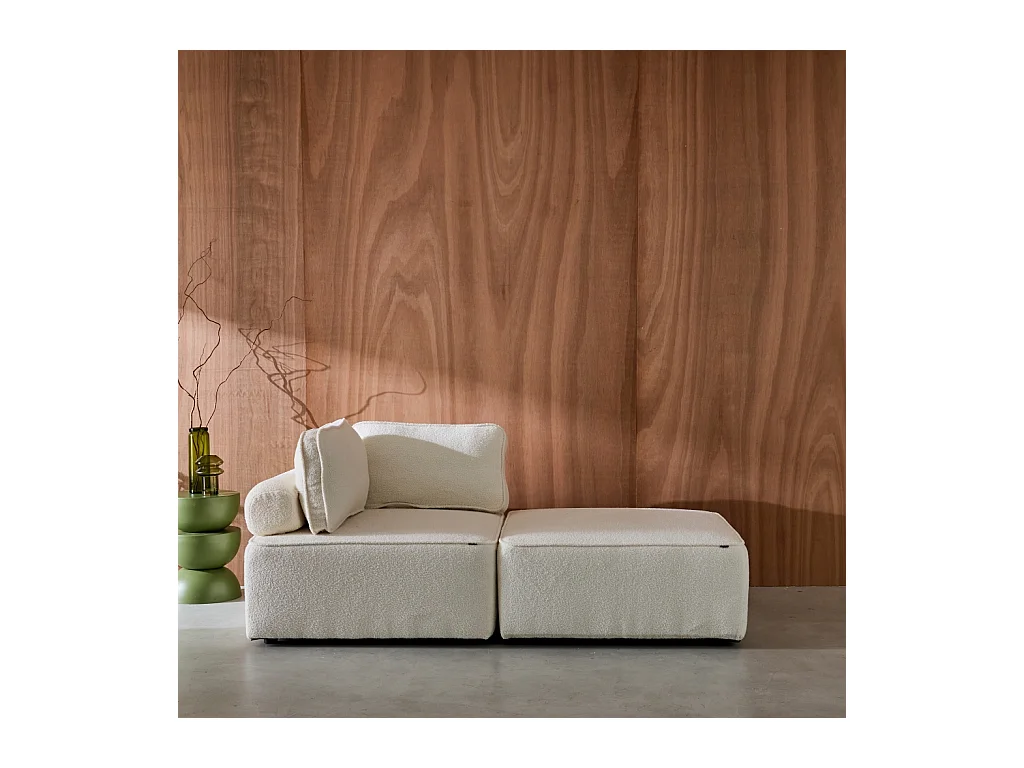 Sofá modular en tejido borreguito, 2 plazas crema