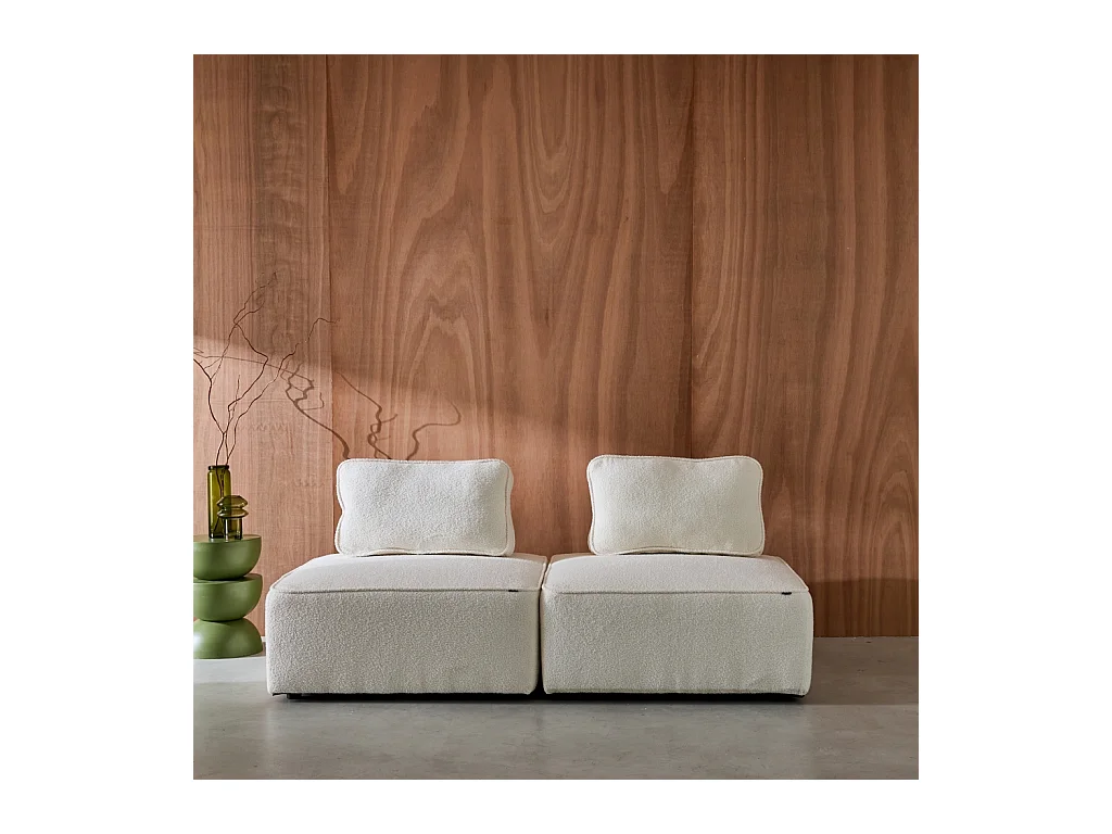 Sofá modular en tejido borreguito, 2 plazas crema