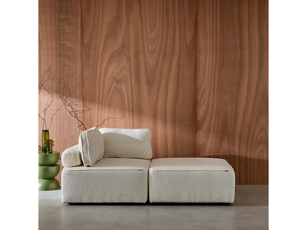 Sofá modular en tejido borreguito, 2 plazas crema