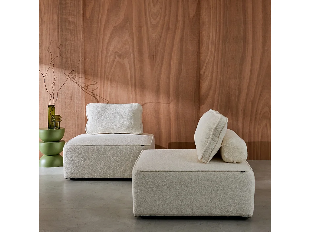 Sofá modular en tejido borreguito, 2 plazas crema