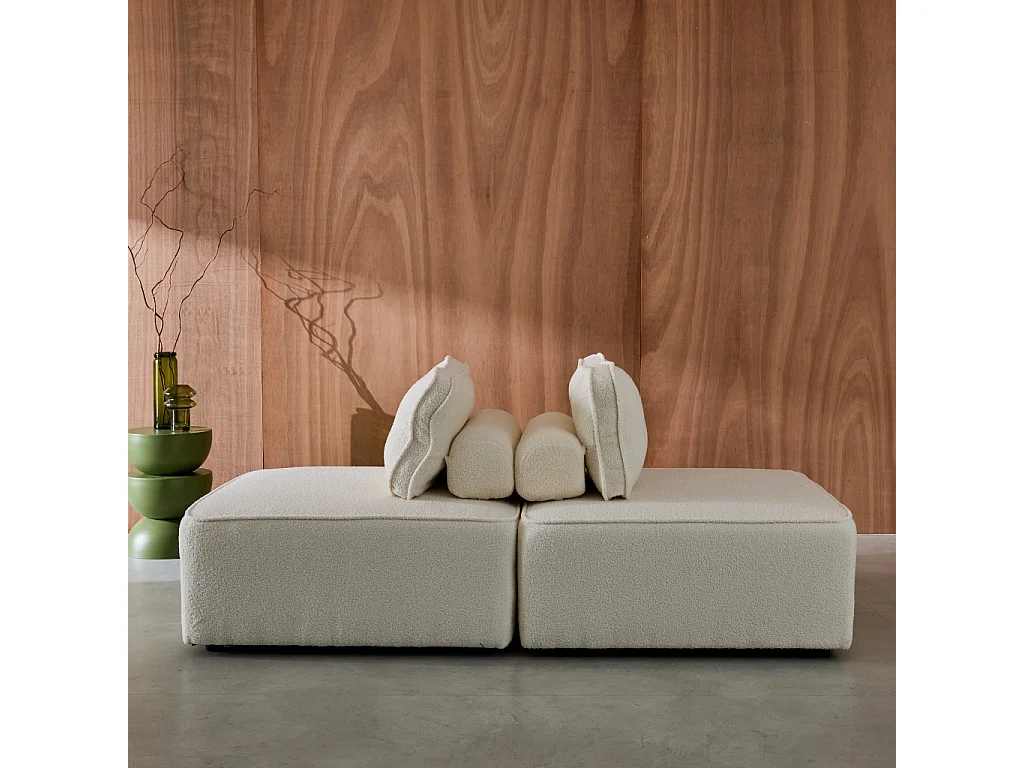 Sofá modular en tejido borreguito, 2 plazas crema